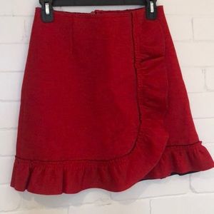 Cute Red Faux Wrap Skirt